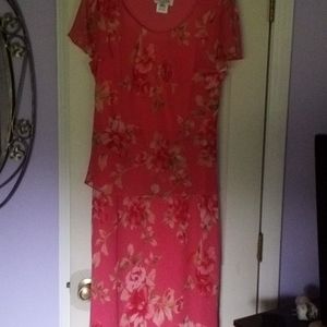 Floral coral dress long